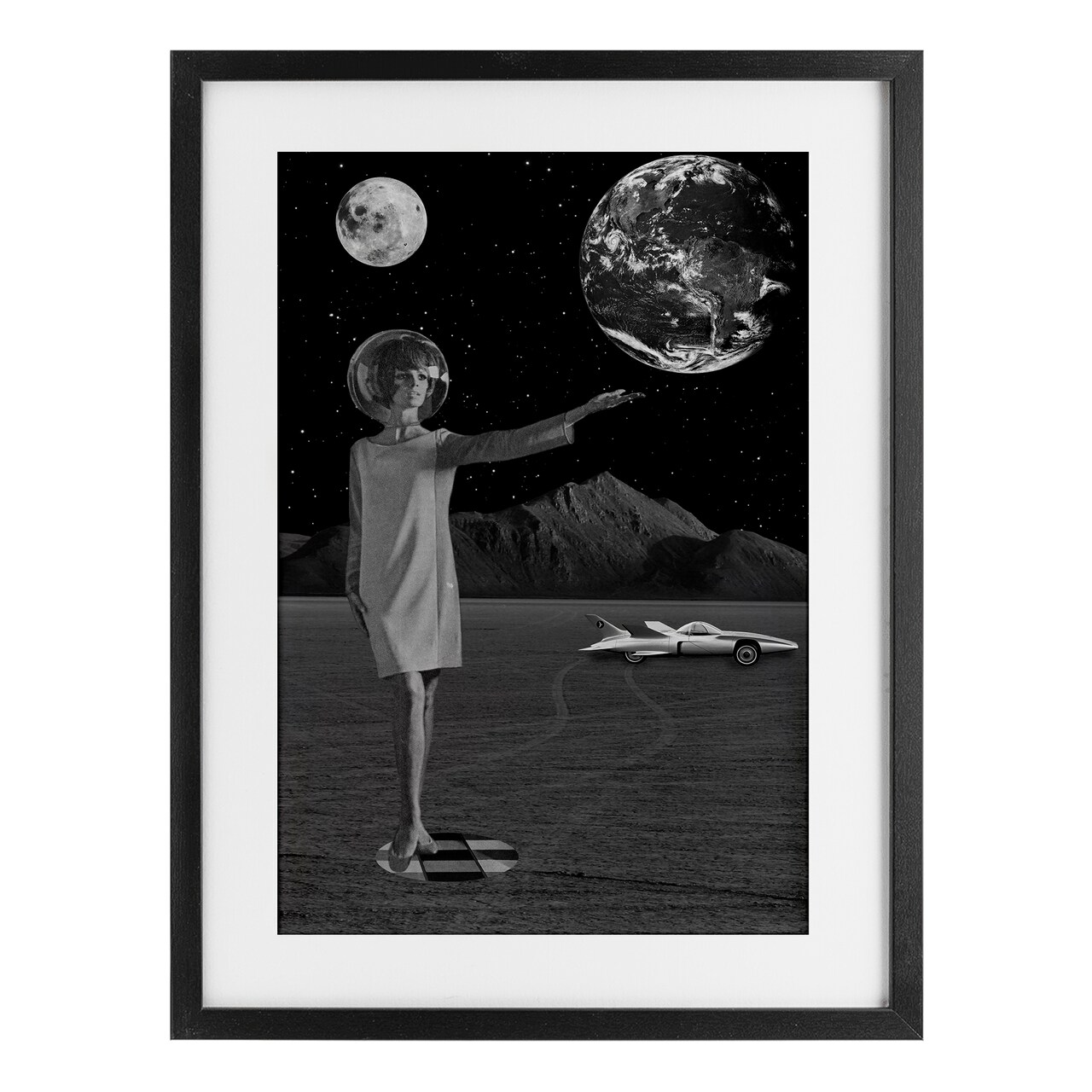 Stupell Industries On A Mission Retro Space Framed Print Under Glass, design by Elo Marc